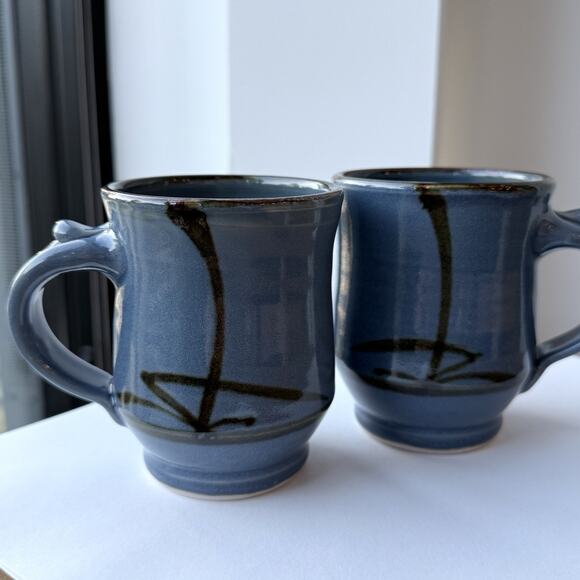 Ken Booth Northwest Studio Pottery Coffee Mug Set Of 2 Porcelain Pottery Signed - Picture 1 of 10